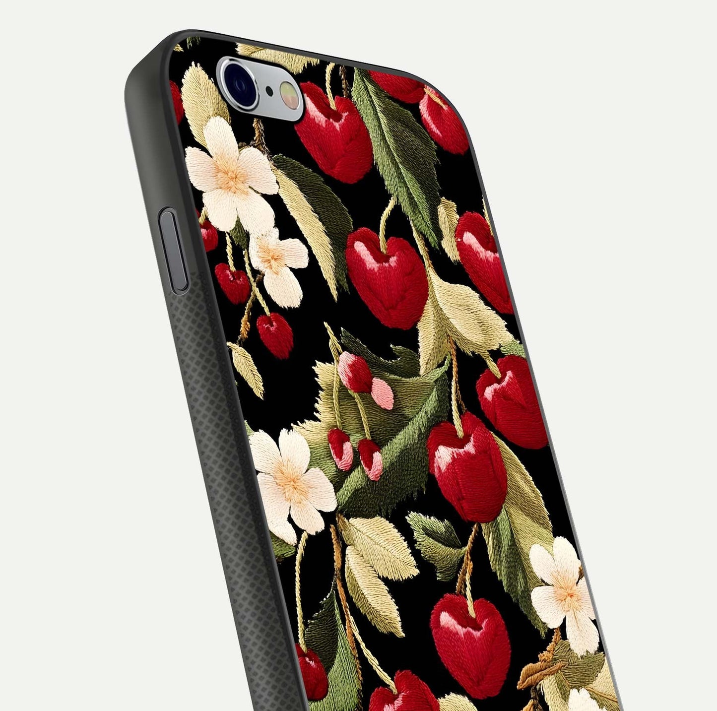 Bloom Thread Art Glass Case for iPhone 16 Pro close-up view highlighting fine line details and glossy shine
