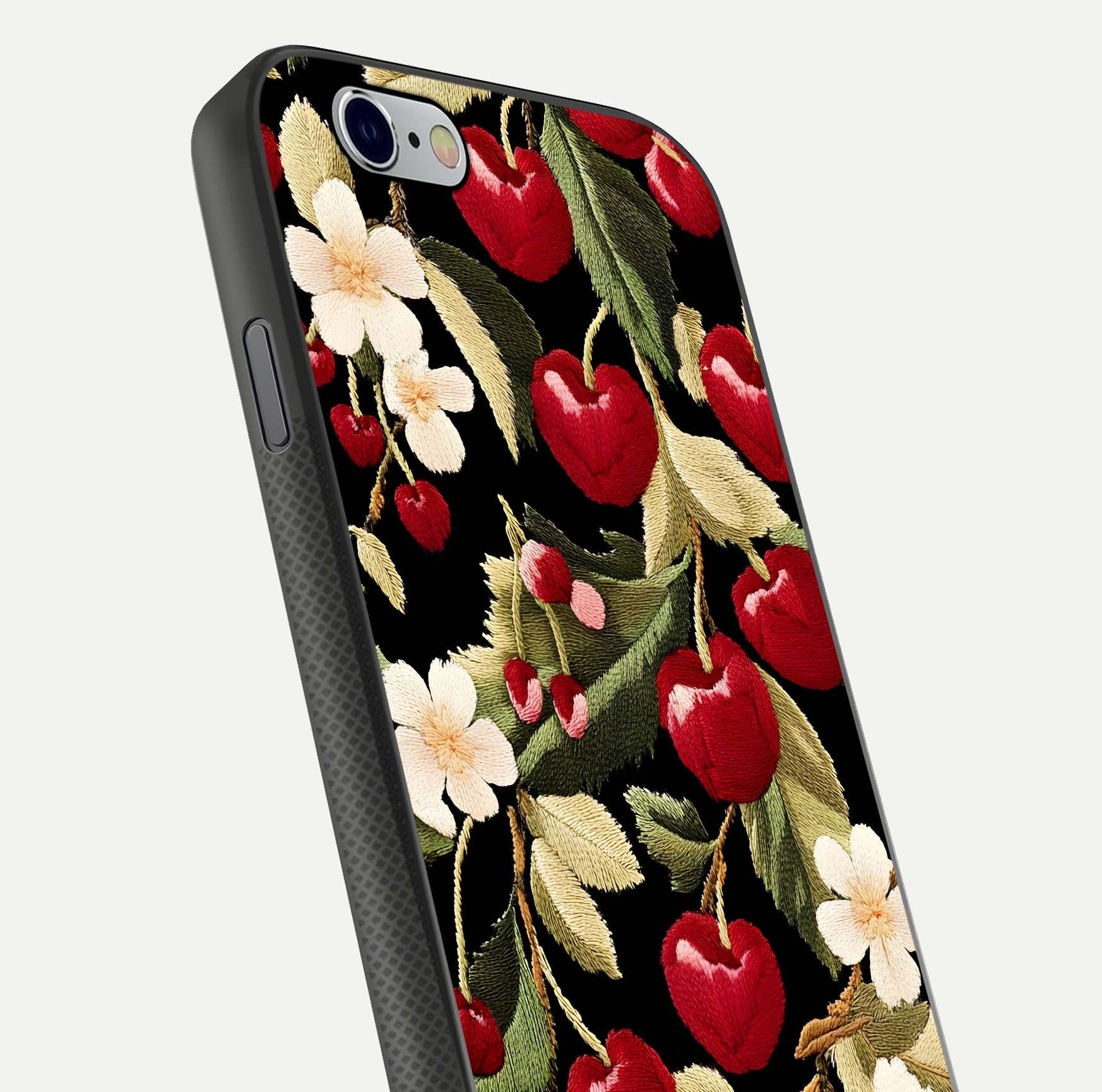 Bloom Thread Art Glass Case for iPhone 16 Pro close-up view highlighting fine line details and glossy shine