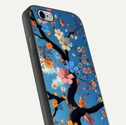 Blossom Dream Sky Glass Case for iPhone 16 Pro close-up shot highlighting dreamlike clouds and pink blossoms