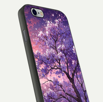 Blossom Tree Glass Case for iPhone 16 Pro close-up image highlighting tree branches, blossoms, and shine