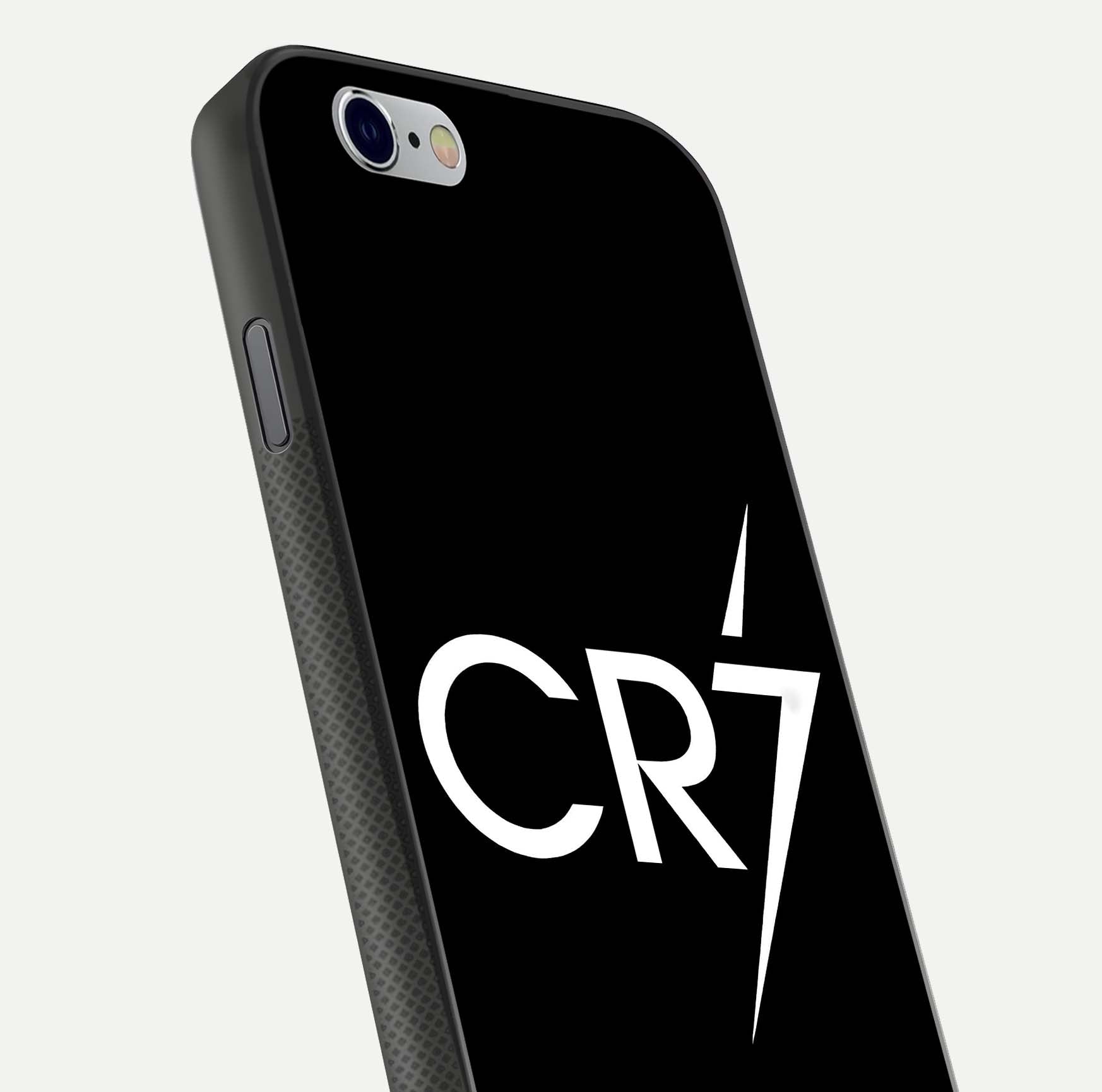 CR7 Elite Strike Glass Case for iPhone 16 Pro close-up highlighting CR7 artwork and shine reflection