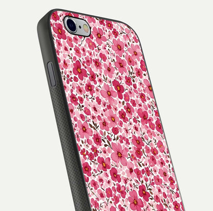 Cherry Blossom Charm Glass Case for iPhone 16 Pro close-up highlighting petal gradient and reflection shine