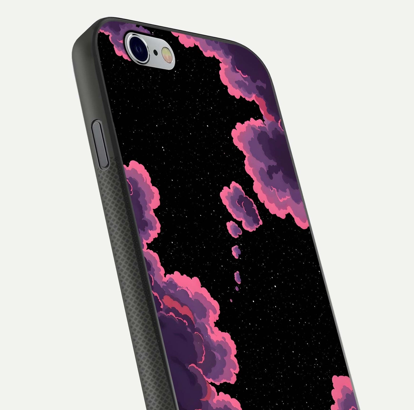Cosmic Cloud Journey Glass Case for iPhone 16 Pro close-up highlighting star clusters and reflection texture