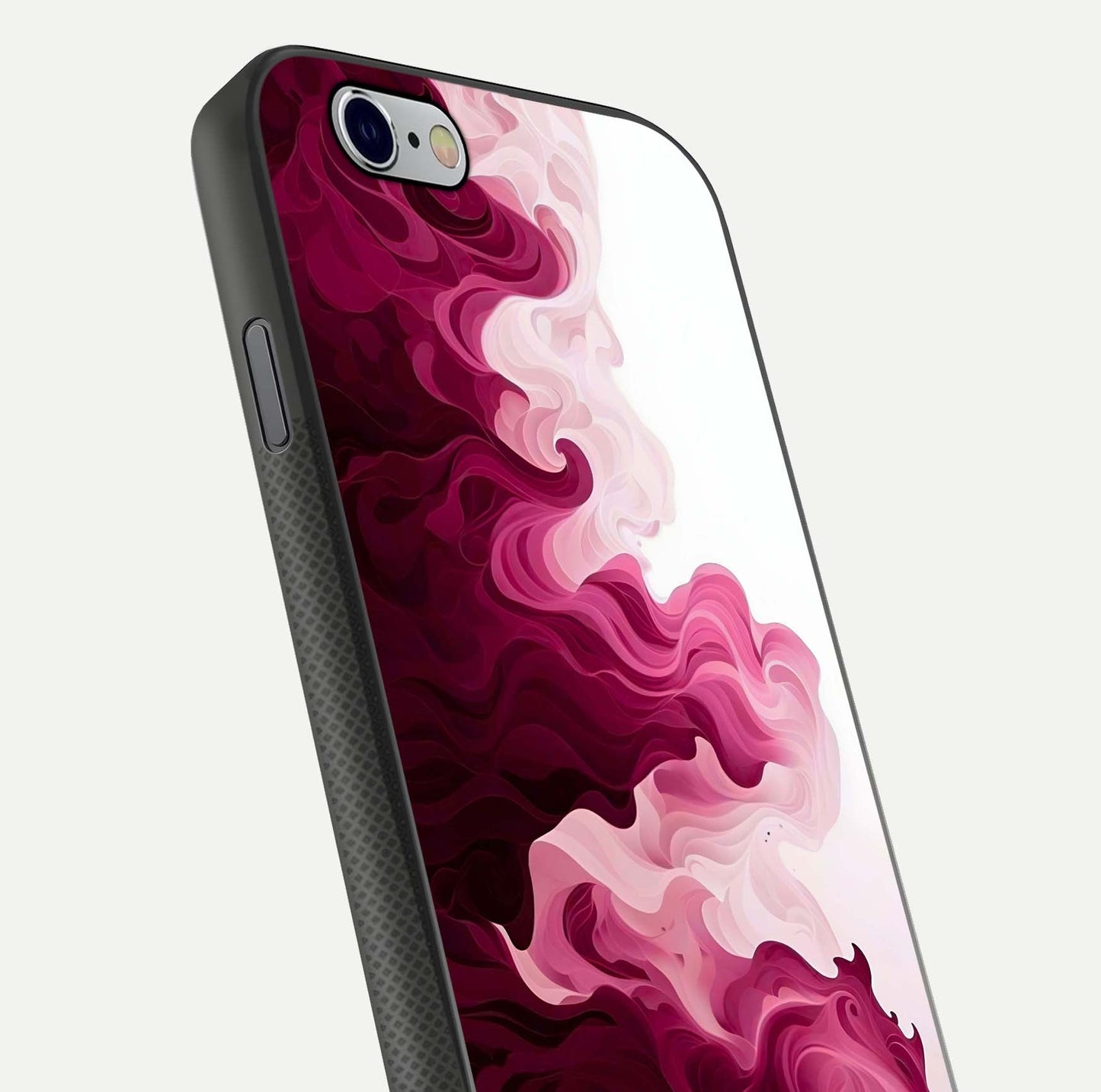 Crimson Wave Flow Glass Case for iPhone 16 Pro close-up highlighting flow texture and reflection tone