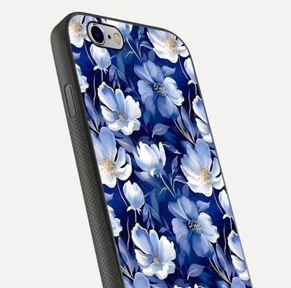 Cute Floral Patterns Glass Case for iPhone 16 Pro close-up highlighting flowers and gloss reflection