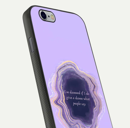Damned People Quote Glass Case for iPhone 16 Pro close-up highlighting quote text and reflection depth