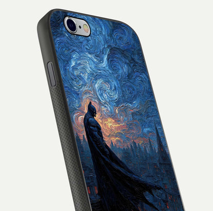 Dark Knight Dusk Glass Case for iPhone 16 Pro close-up highlighting dark suit texture and reflection detail