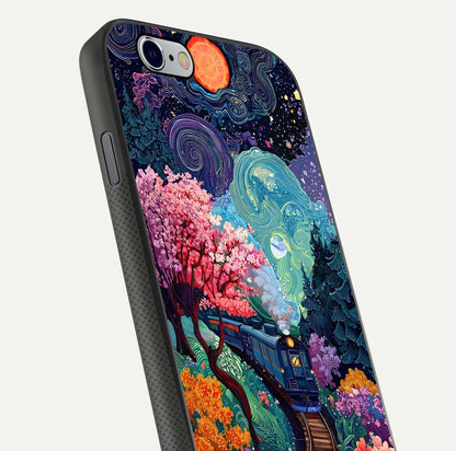 Digital Art Glass Case for iPhone 16 Pro close-up highlighting brush-stroke details and reflection polish