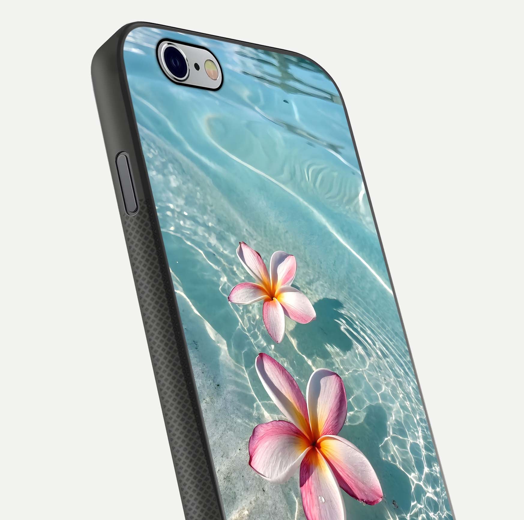Floating Bloom Bliss Glass Case for iPhone 16 Pro close-up highlighting petal detail and reflection tone