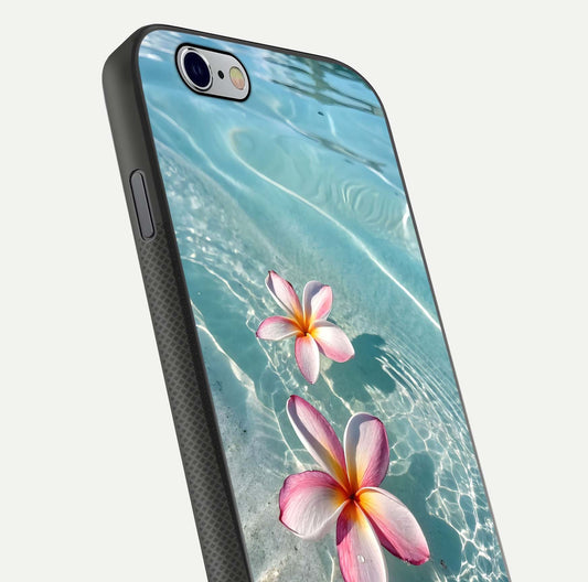 Floating Bloom Bliss Glass Case for iPhone 16 Pro close-up highlighting petal detail and reflection tone