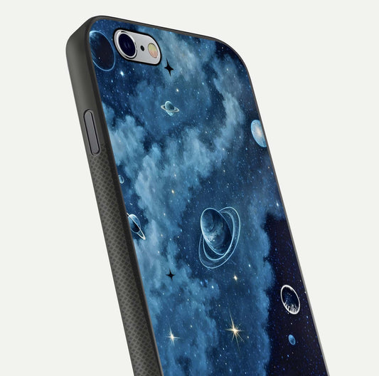 Galaxy Dream Space Glass Case for iPhone 16 Pro close-up angled shot highlighting nebula details and reflection shine