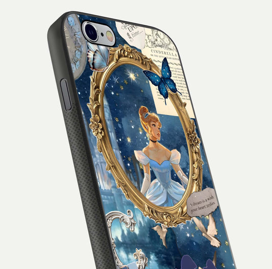 Midnight Queen Glass Case for iPhone 16 Pro close-up angled shot featuring crown motif and gloss reflection