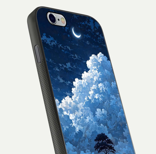 Midnight Sky Serenity Glass Case for iPhone 16 Pro close-up angled shot showing starlit tones and reflection