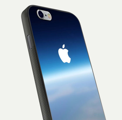 Minimal Apple Sky Glass Case for iPhone 16 Pro close-up angled shot showing pastel blue hues and reflection