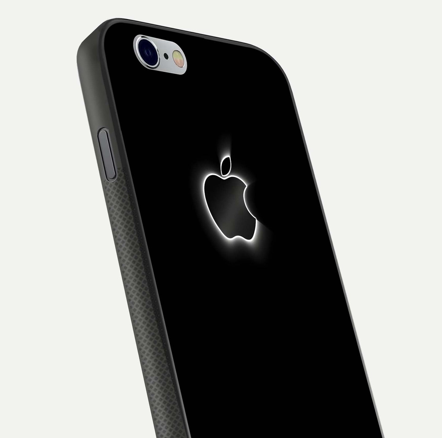 Neon Apple Glow Glass Case for iPhone 16 Pro close-up angled shot highlighting neon reflection and color pop