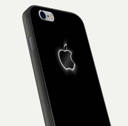 Neon Apple Glow Glass Case for iPhone 16 Pro close-up angled shot highlighting neon reflection and color pop