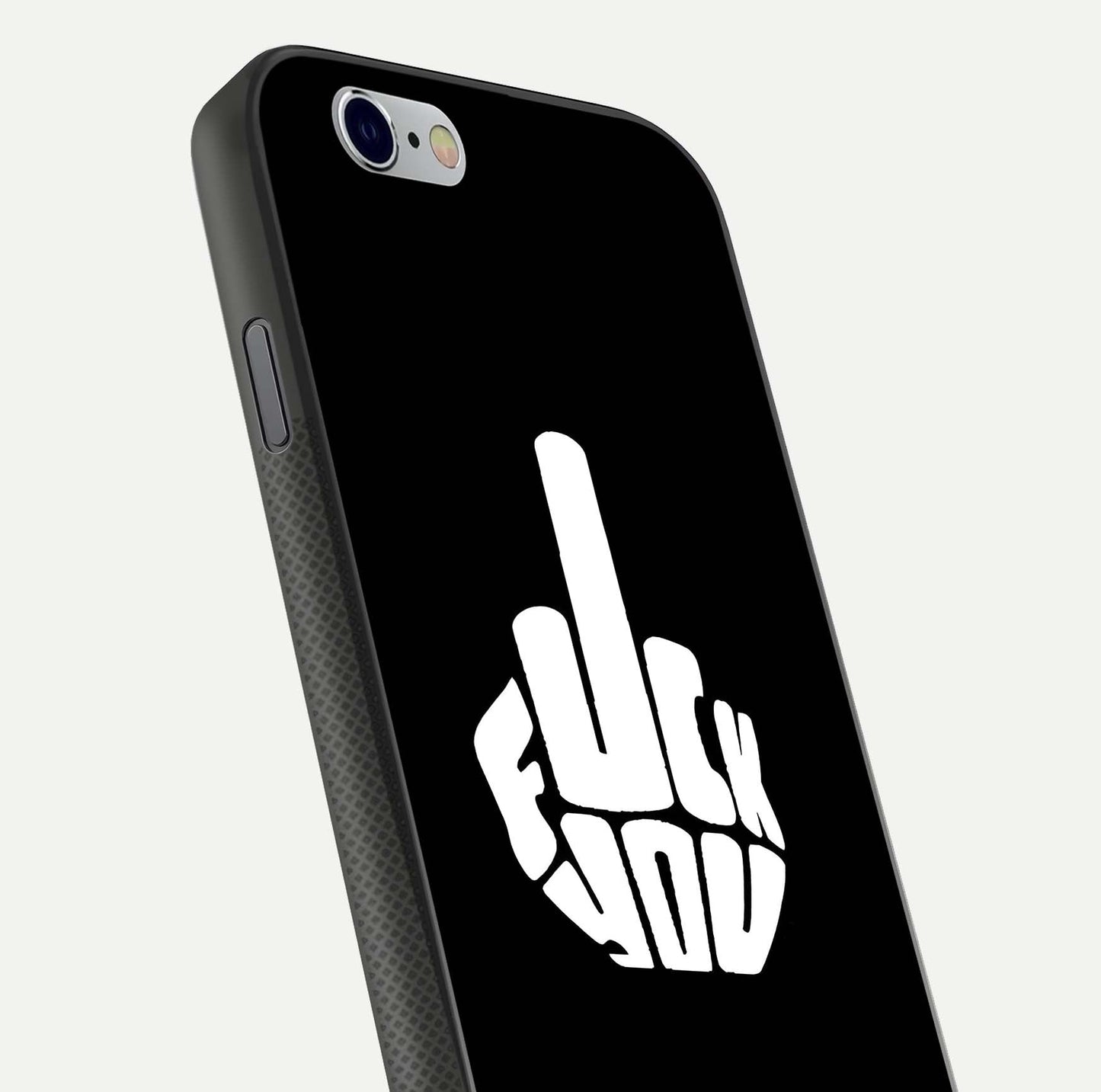 Rebel Mode On Glass Case for iPhone 16 Pro close-up angled shot highlighting reflective text and sharp design