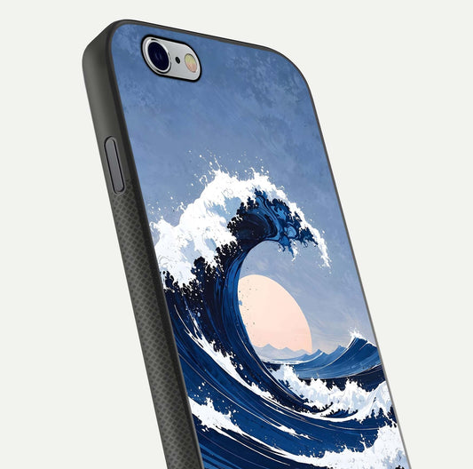 Rising Tide Power Glass Case for iPhone 16 Pro close-up angled shot highlighting water motion and reflection