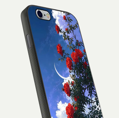 Rose Drift Flowers Glass Case for iPhone 16 Pro close-up angled shot highlighting floral texture and reflection