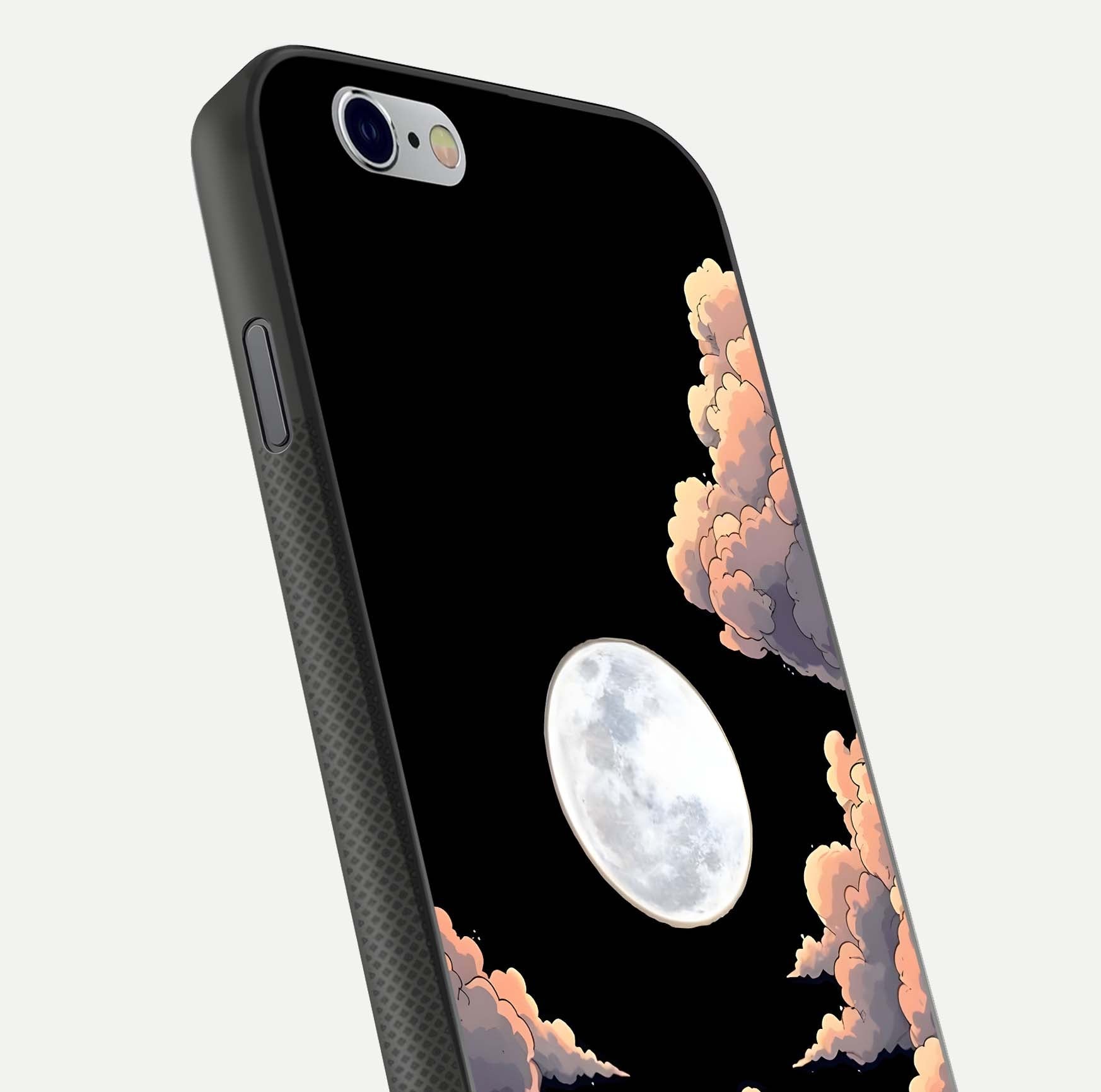 Shade Cloud Moon Glass Case for iPhone 16 Pro close-up angled shot highlighting moon reflection and depth