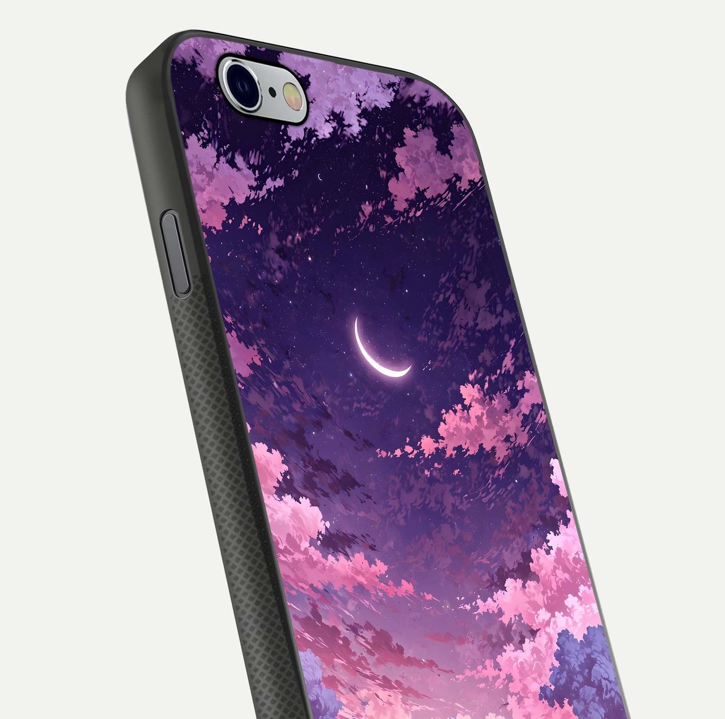 Sky Drift Clouds Glass Case for iPhone 16 Pro close-up angled shot highlighting cloud texture and reflection