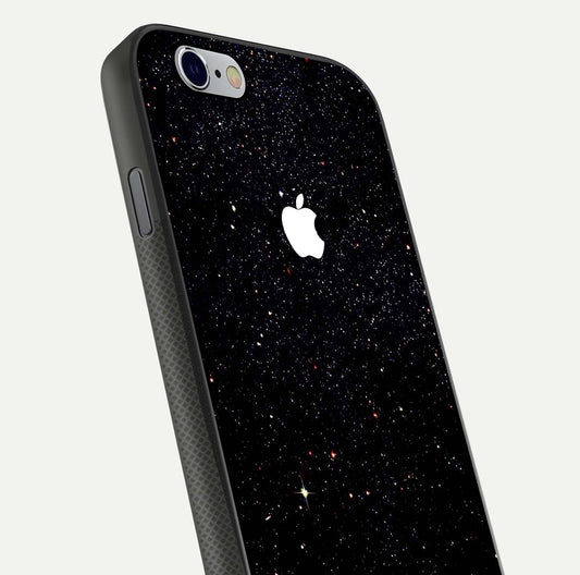 Starry Apple Galaxy Glass Case for iPhone 16 Pro close-up angled shot highlighting star details and gloss