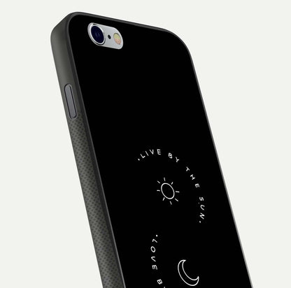 Sun Moon Balance Glass Case for iPhone 16 Pro close-up angled shot highlighting cosmic art and HD reflection