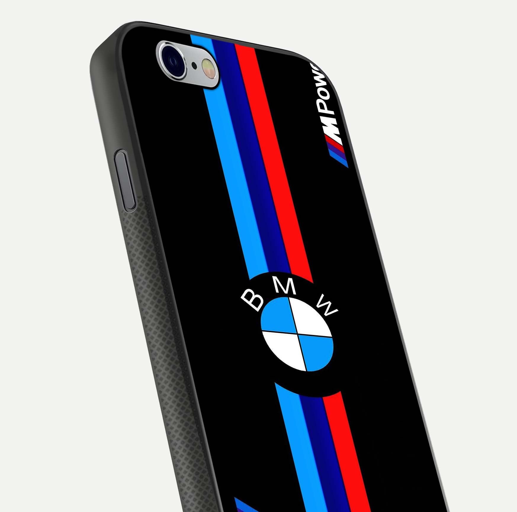 Turbo BMW Beast Glass Case for iPhone 16 Pro close-up angled shot highlighting car detailing and reflection