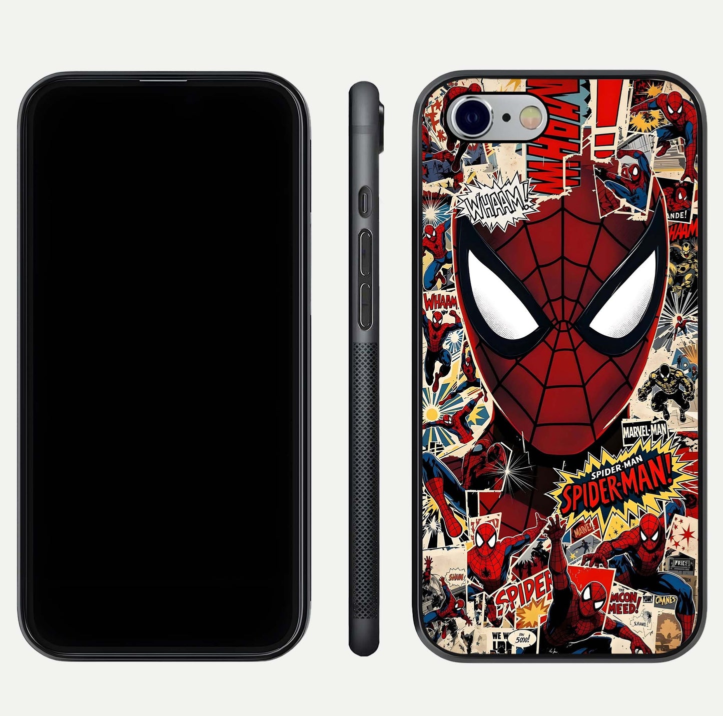 Aesthetic Wonder Spider Glass Case for iPhone 16 Pro dual-view layout showing premium glass shine and strong edge design