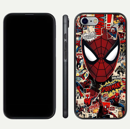 Aesthetic Wonder Spider Glass Case for iPhone 16 Pro dual-view layout showing premium glass shine and strong edge design