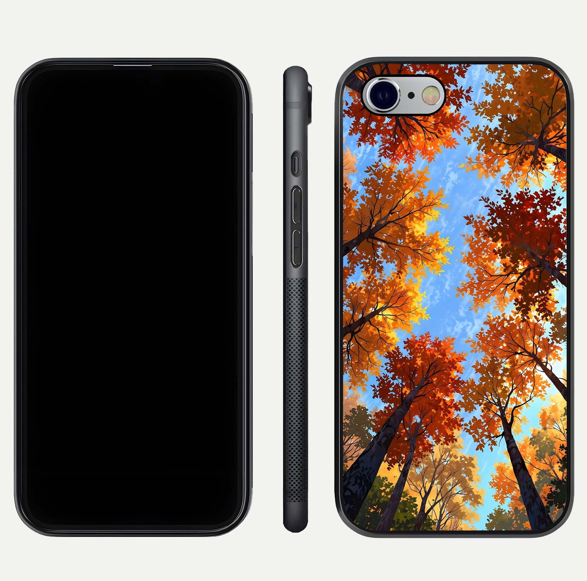 Autumn Sky Rise Glass Case for iPhone 16 Pro front and back layout showing sky print and edge smoothness