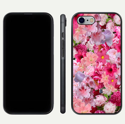 Bloom Crush Fantasy Glass Case for iPhone 16 Pro dual-view layout highlighting edges and premium shine