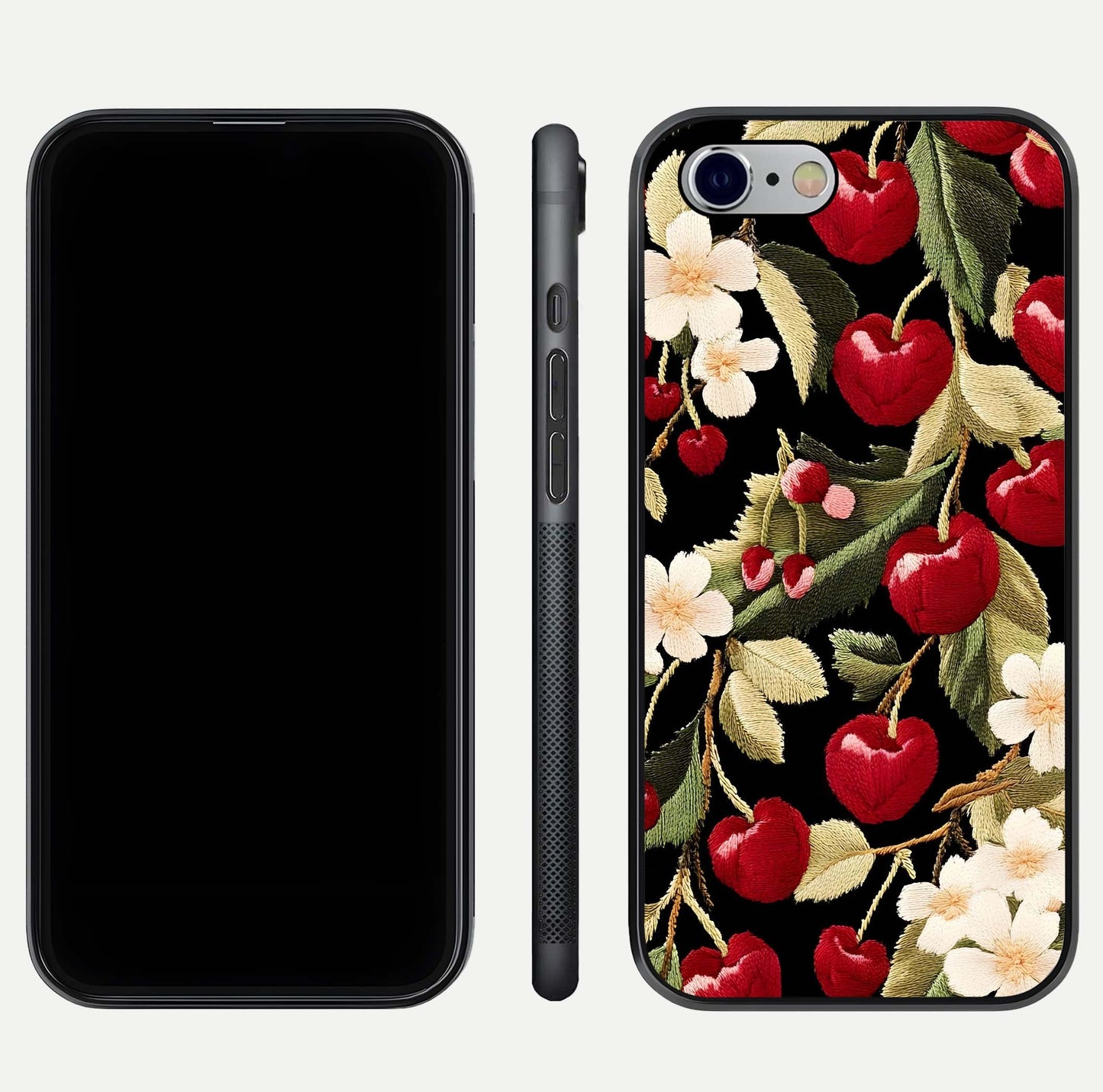 Bloom Thread Art Glass Case for iPhone 16 Pro front-and-back layout showing smooth edges and high-clarity print