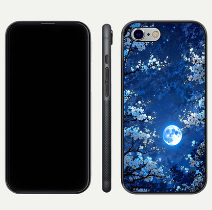 Blossom Moonlight Sky Glass Case for iPhone 16 Pro dual-view layout highlighting sky gradient and floral composition