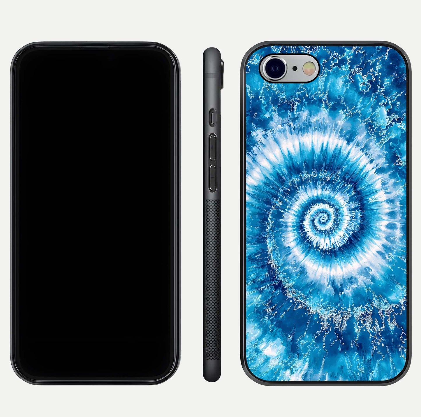 Blue Galaxy Wave Glass Case for iPhone 16 Pro front-and-back layout showing gradient flow and shine clarity