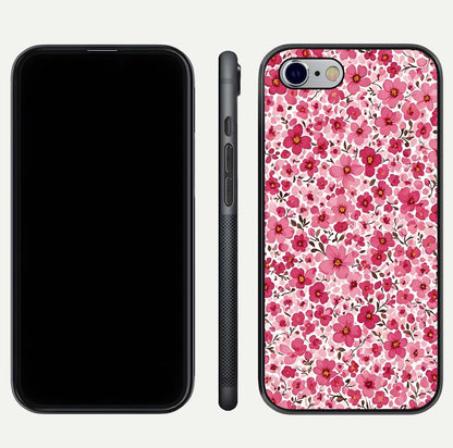 Cherry Blossom Charm Glass Case for iPhone 16 Pro dual-view layout showing elegant floral balance and HD gloss