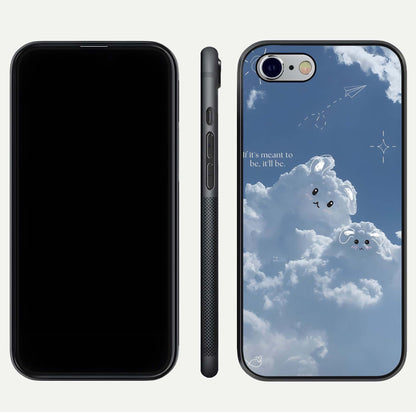 Cloud Bunny Dreams Glass Case for iPhone 16 Pro dual-view layout displaying aesthetic tones and smooth polish