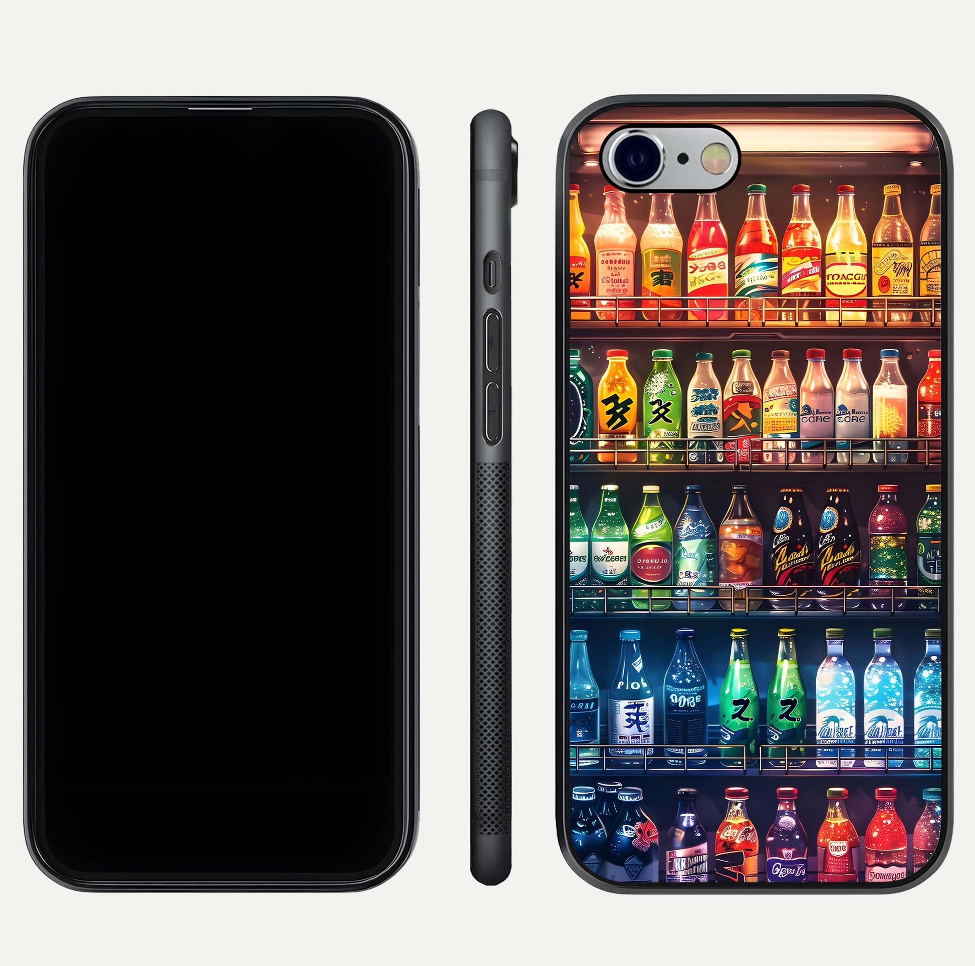 Colorful Soda Bottles Glass Case for iPhone 16 Pro dual-view layout displaying playful tones and gloss clarity