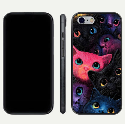 Cosmic Cats Dreams Glass Case for iPhone 16 Pro dual-view layout displaying HD print and glossy shine