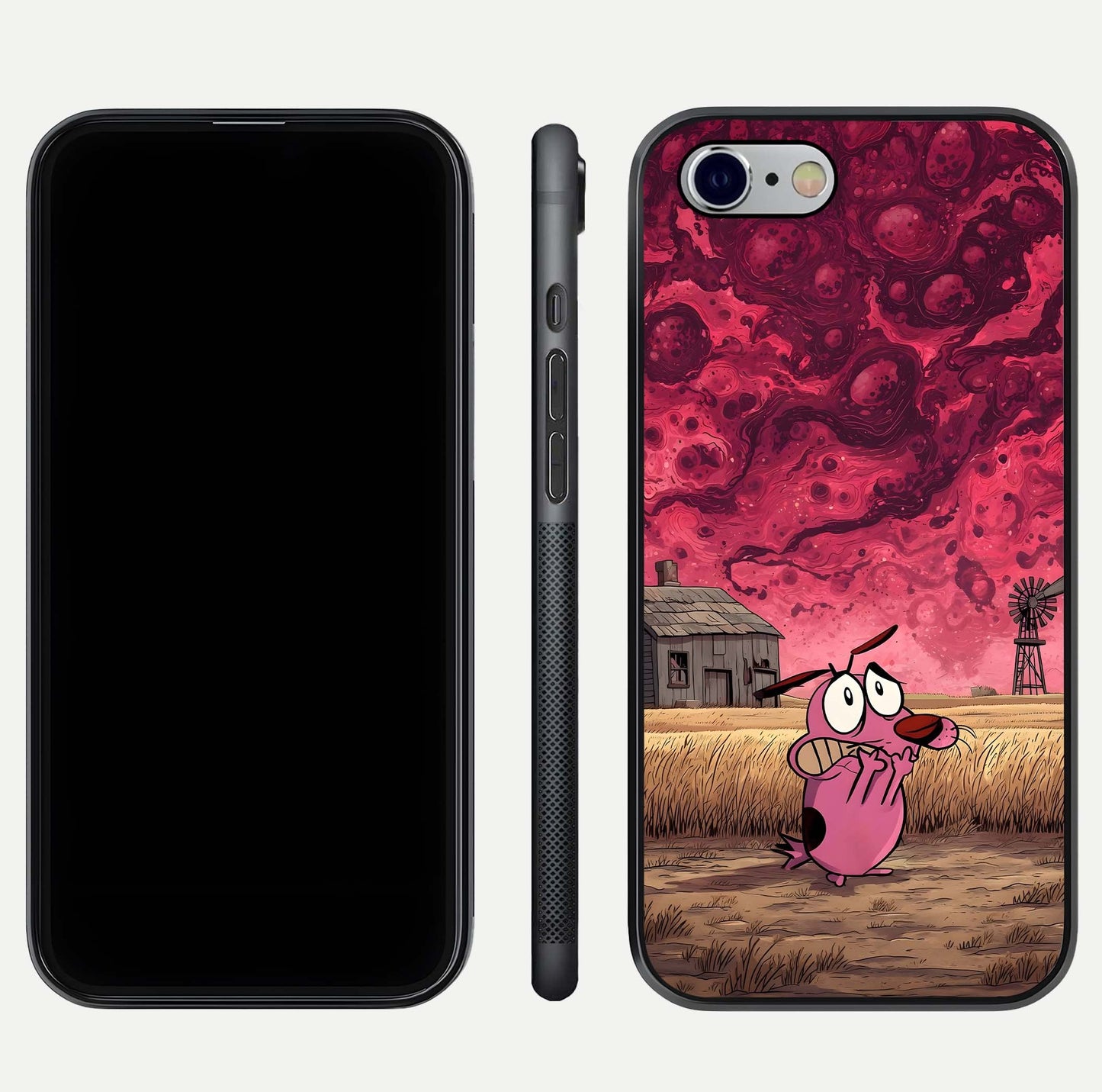 Courage Under Sky Glass Case for iPhone 16 Pro dual-view layout displaying text alignment and glass finish