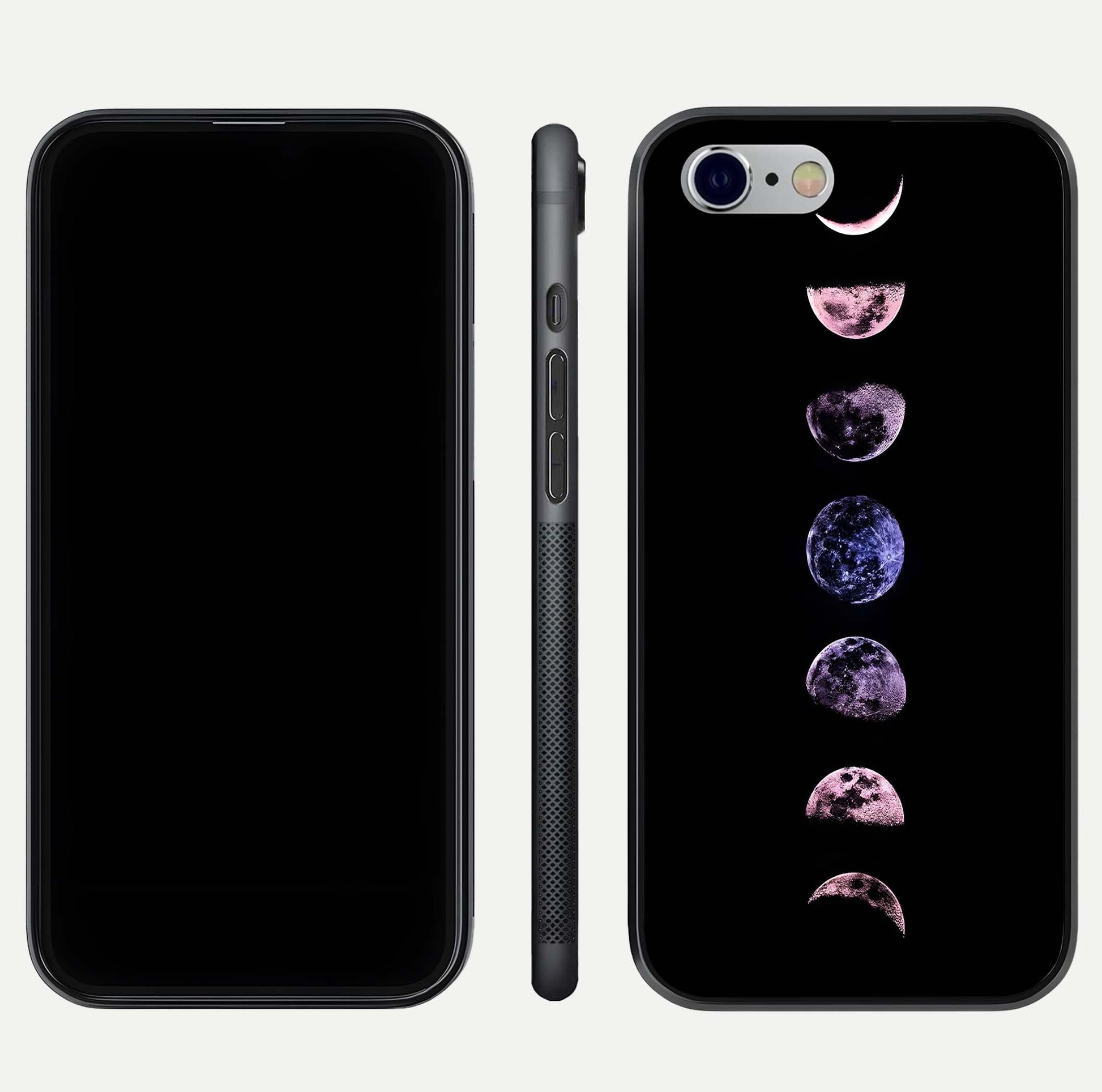 Crimson All Planets Glass Case for iPhone 16 Pro dual-view layout displaying crimson tones and curved edges