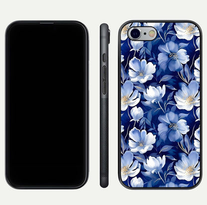 Cute Floral Patterns Glass Case for iPhone 16 Pro dual-view layout displaying HD floral print and curved edges