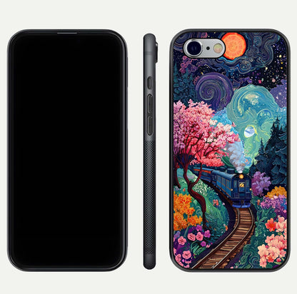 Digital Art Glass Case for iPhone 16 Pro dual-view layout displaying artistic tones and curved glass edge