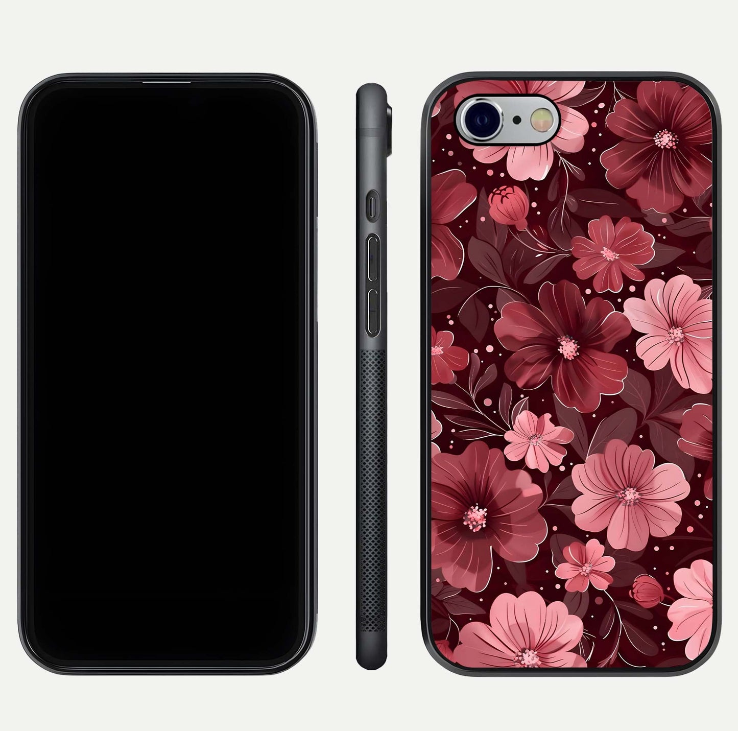 Flower Blush Bloom Glass Case for iPhone 16 Pro dual-view layout displaying HD print and smooth curves