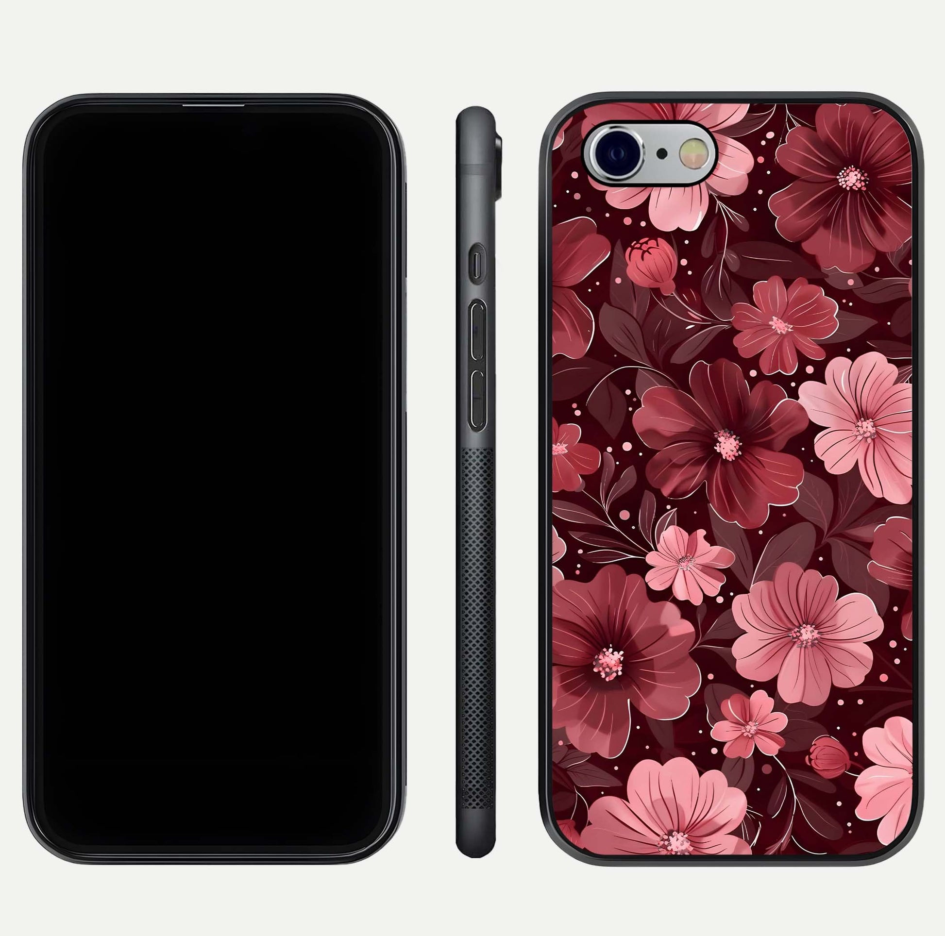 Flower Blush Bloom Glass Case for iPhone 16 Pro dual-view layout displaying HD print and smooth curves