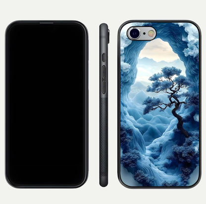 Frozen Serenity Gate Glass Case for iPhone 16 Pro dual-view layout displaying winter theme and smooth curves