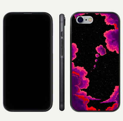 Galaxy Dream Frame Glass Case for iPhone 16 Pro front and back view layout highlighting cosmic design and smooth glass curvature