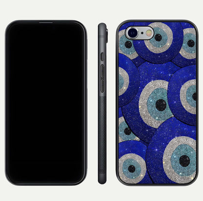 Galaxy Eye Flow Glass Case for iPhone 16 Pro front and back view layout displaying cosmic art and curved glass borders