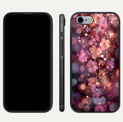 Glowing Petal Bliss Glass Case for iPhone 16 Pro front and back view layout displaying artistic floral design and curved glass