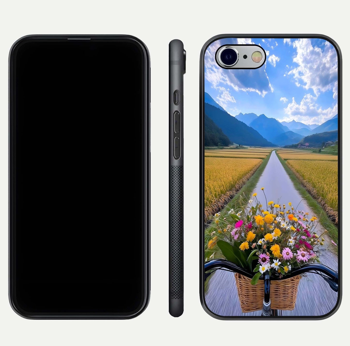 Golden Field Journey Glass Case for iPhone 16 Pro front and back view layout highlighting natural gradient and smooth glass finish